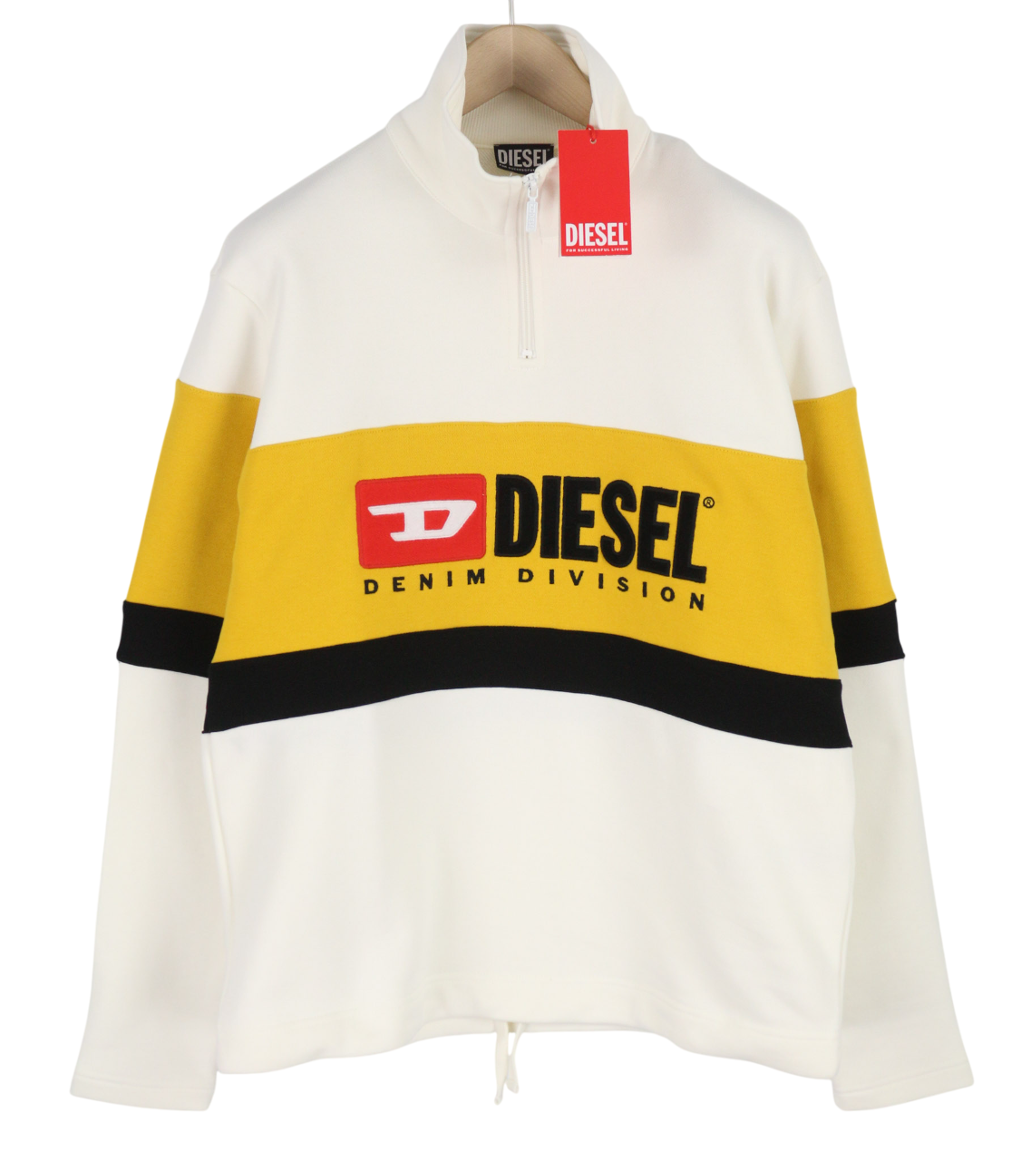 DIESEL S-Saint-Division Mens Sweatshirt M White Pullover Half Zip Neck RRP€225