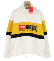DIESEL S-Saint-Division Mens Sweatshirt M White Pullover Half Zip Neck RRP€225