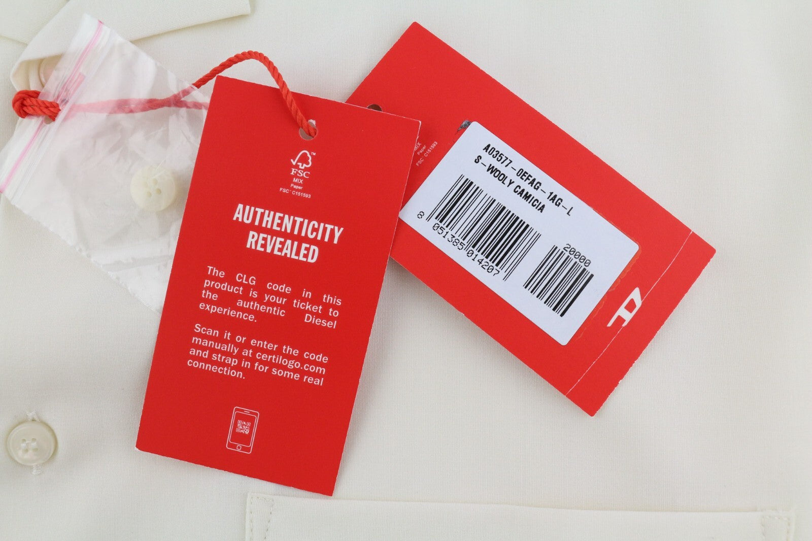 DIESEL S-Wooly Mens Shirt L RRP€195 Wool  Button Up Pocket Notched Light