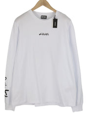 DIESEL T-Just-LS-Slits-B53 Mens T-Shirt M White Pullover Crew Neck