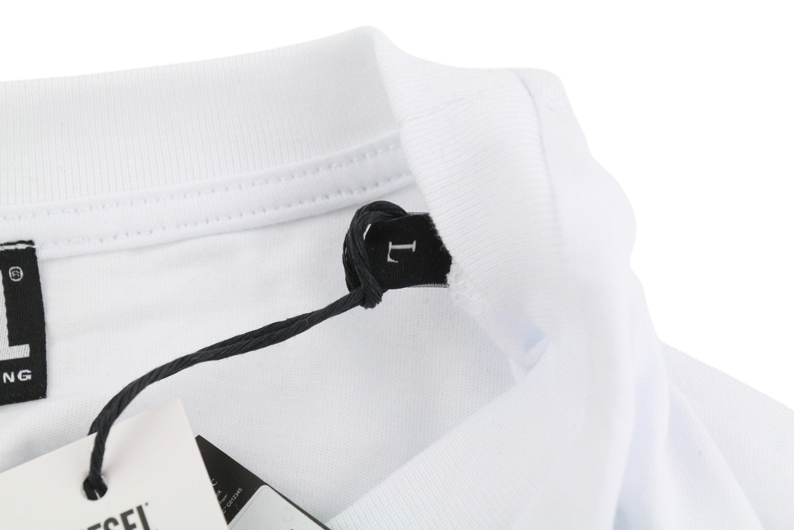 DIESEL T-Just-LS-Slits-B53 Mens T-Shirt L White Pullover Crew Collar Tricot