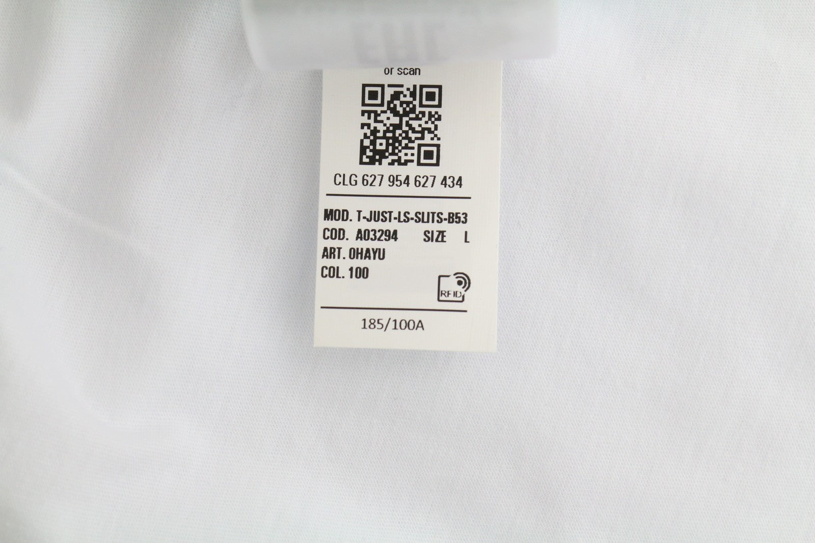 DIESEL T-Just-LS-Slits-B53 Mens T-Shirt L White Pullover Crew Collar Tricot