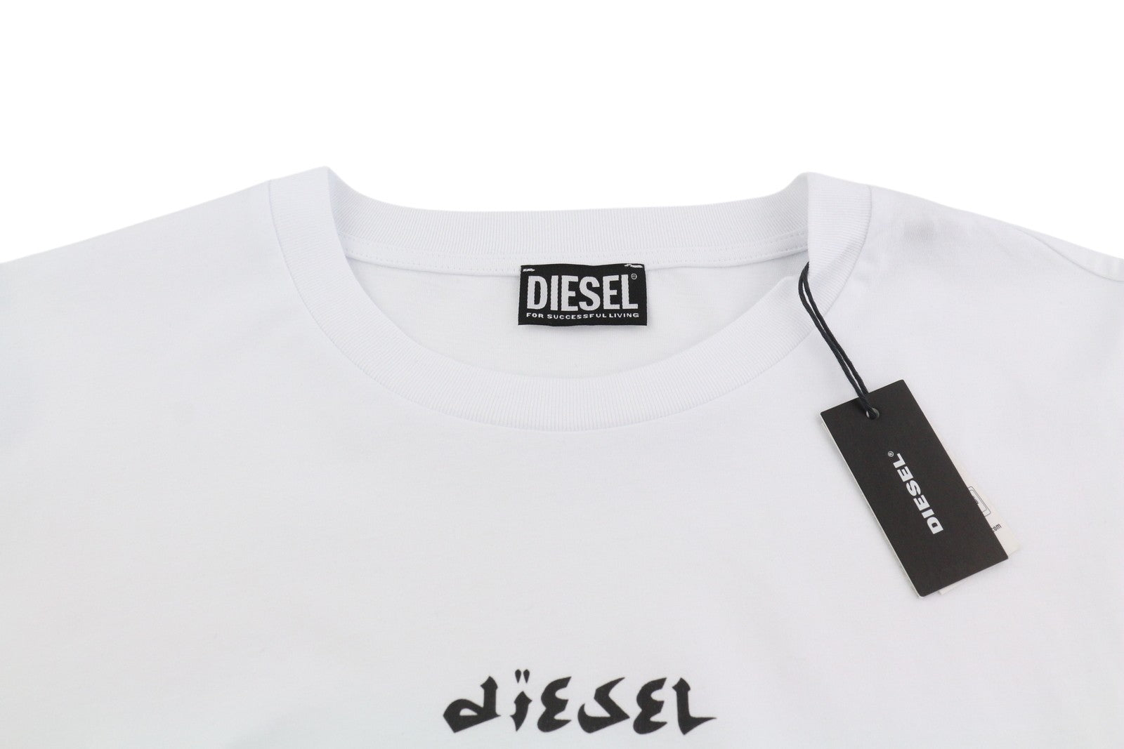 DIESEL T-Just-LS-Slits-B53 Mens T-Shirt XL White Pullover Crew Collar