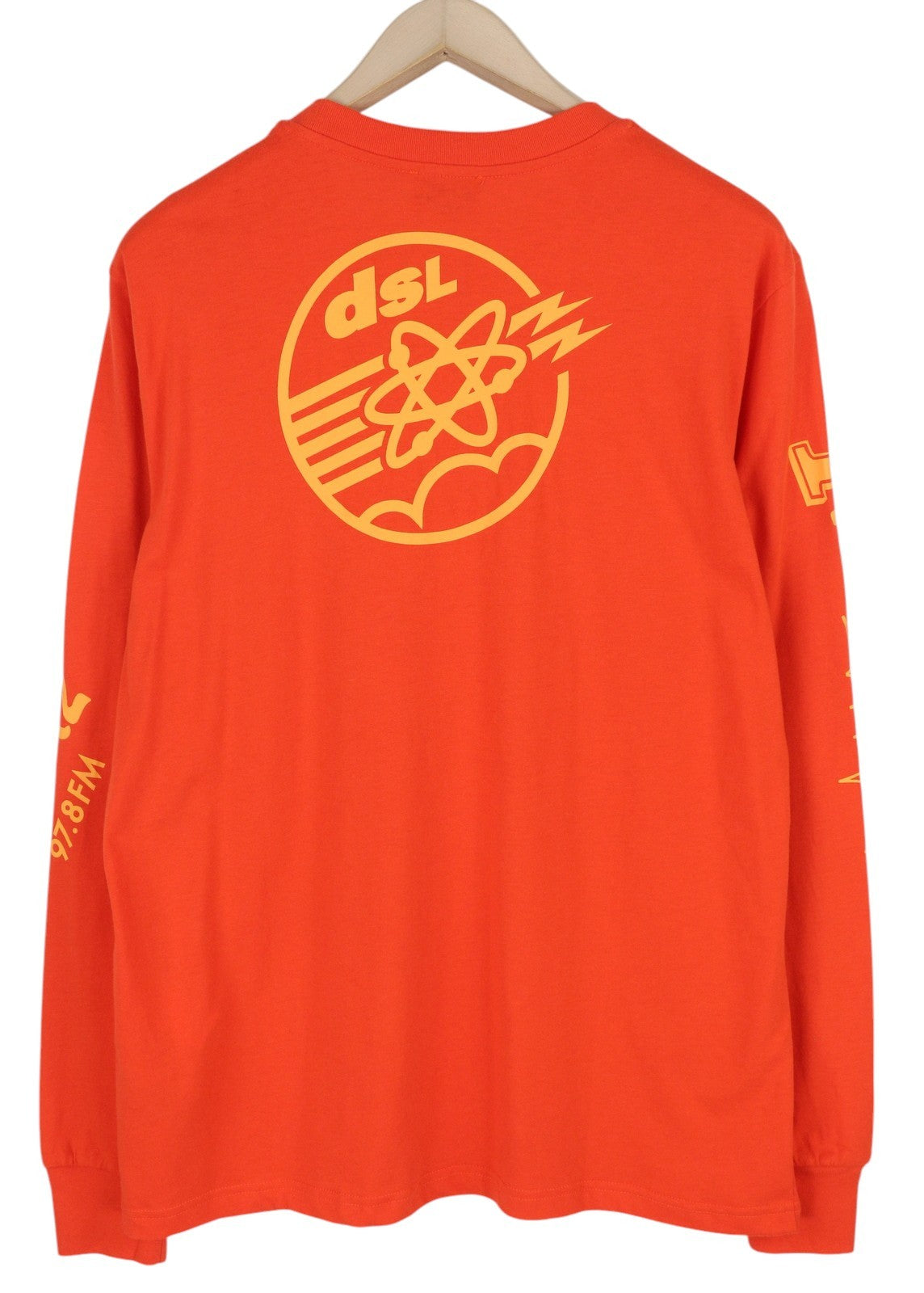 DIESEL T-Just-LS-E6 Men T-Shirt L Orange Pullover Long Sleeve Crew Collar