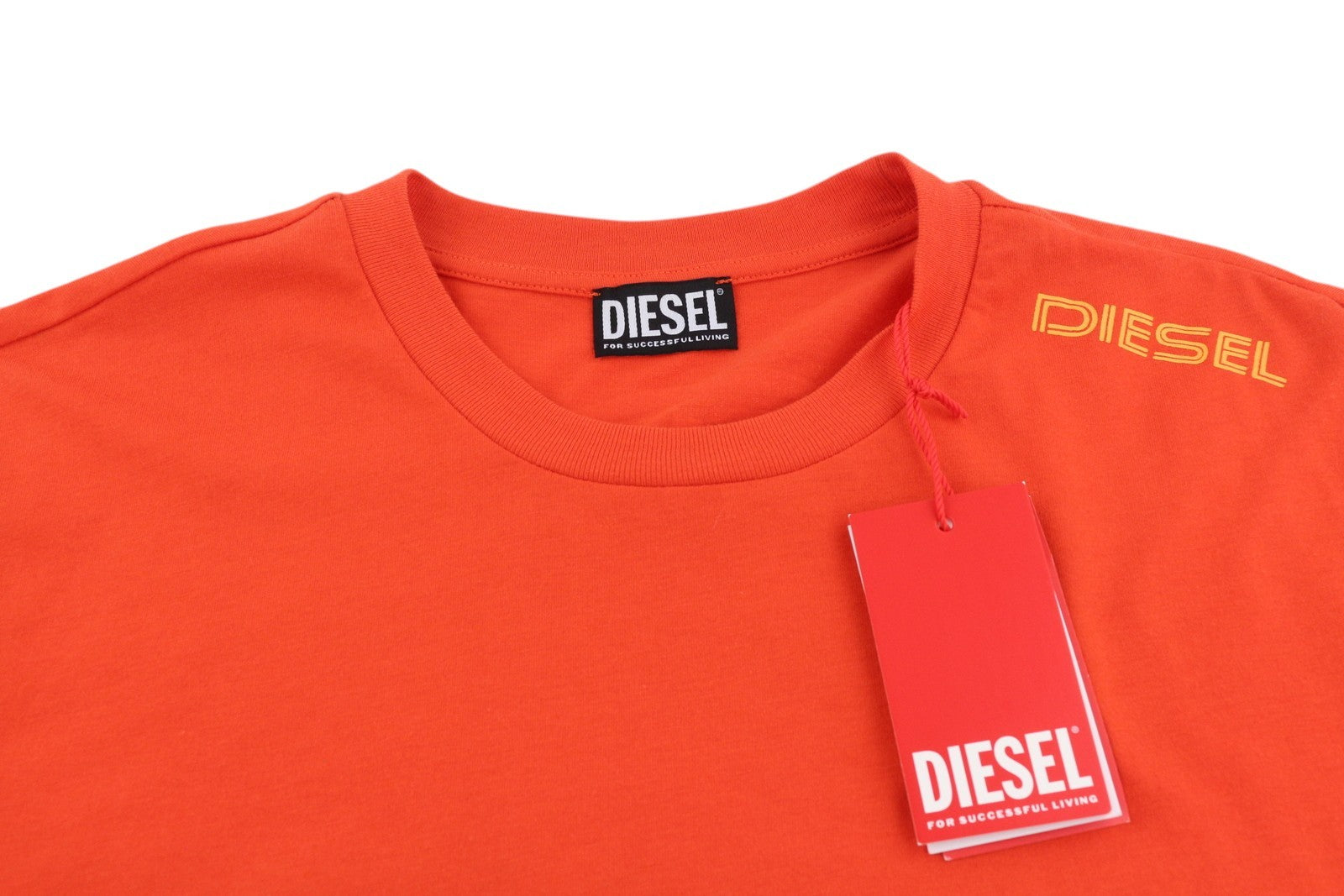 DIESEL T-Just-LS-E6 Men T-Shirt L Orange Pullover Long Sleeve Crew Collar