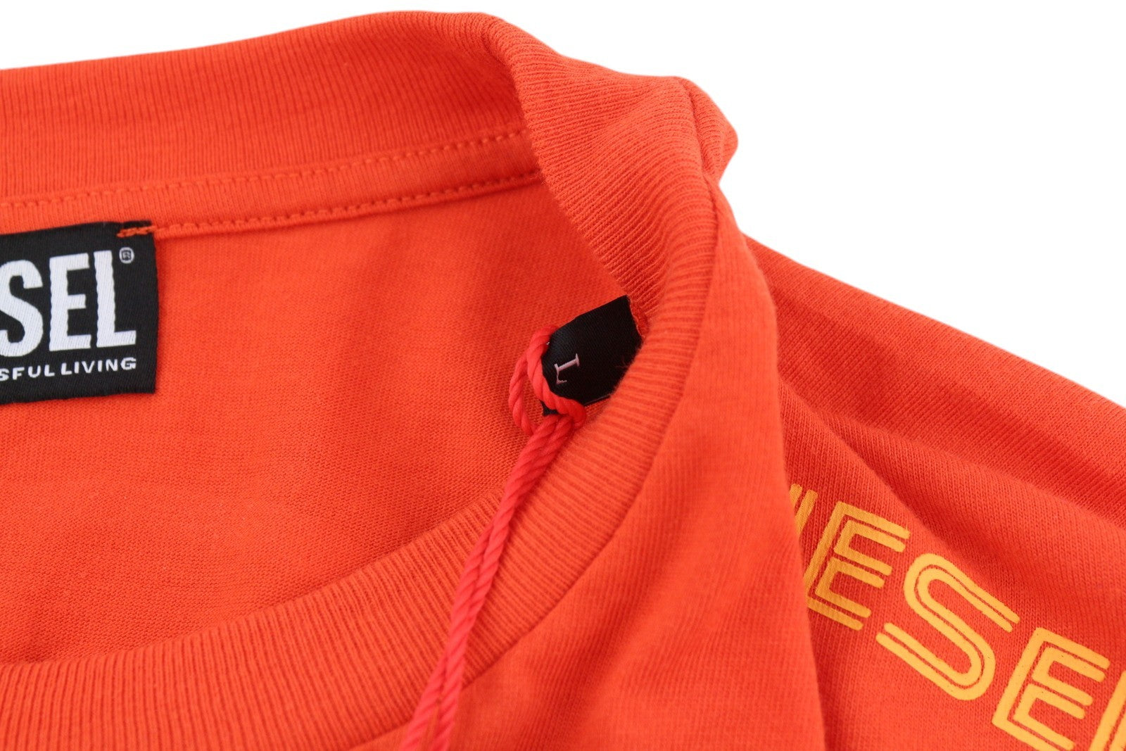 DIESEL T-Just-LS-E6 Men T-Shirt L Orange Pullover Long Sleeve Crew Collar