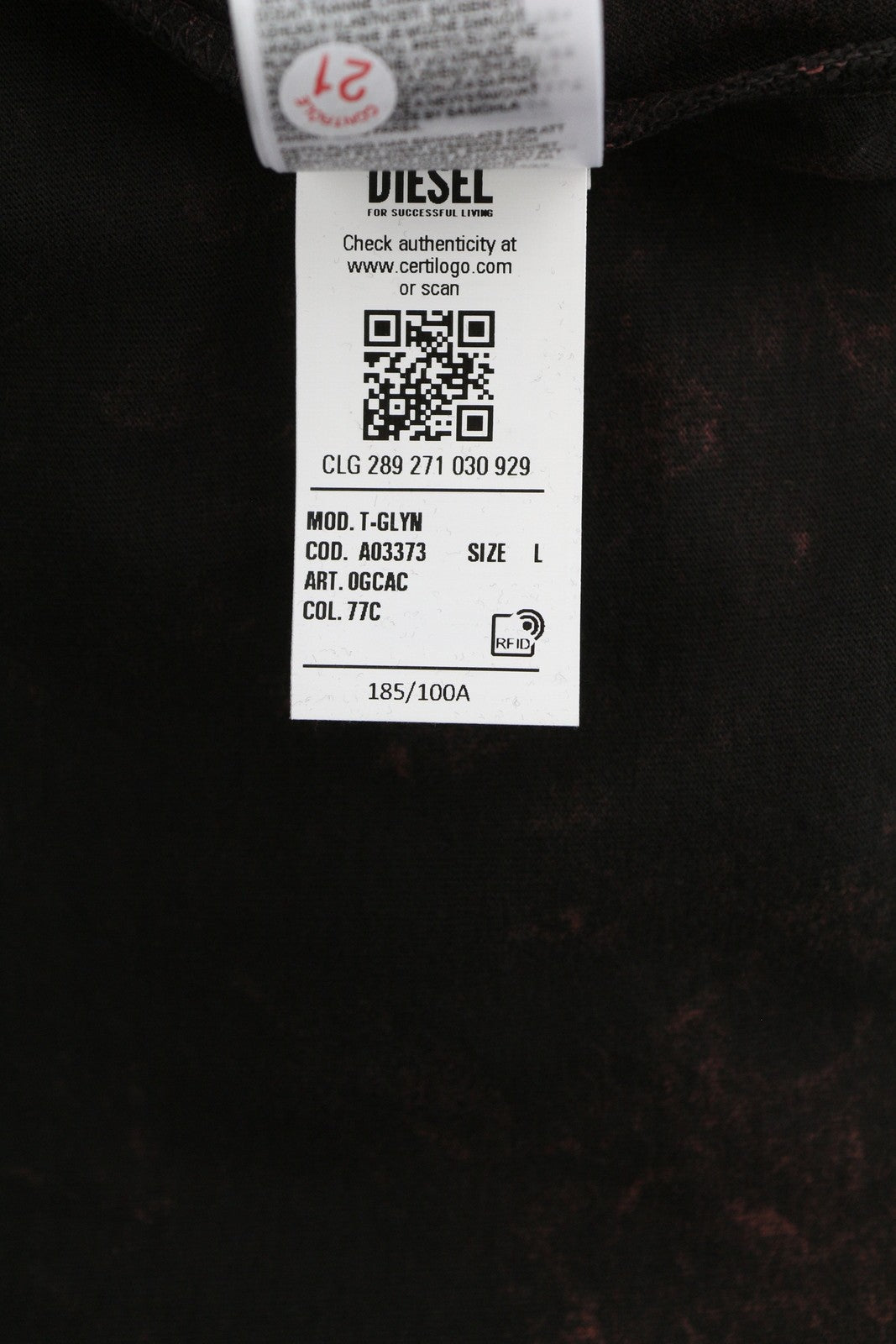 DIESEL T-Glyn Mens T-Shirt L Long Sleeve Acid Wash Effect Crew Neck  RRP125