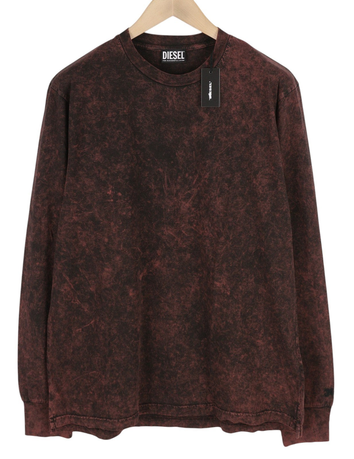 DIESEL T-Glyn Mens T-Shirt L Long Sleeve Acid Wash Effect Crew Neck  RRP125