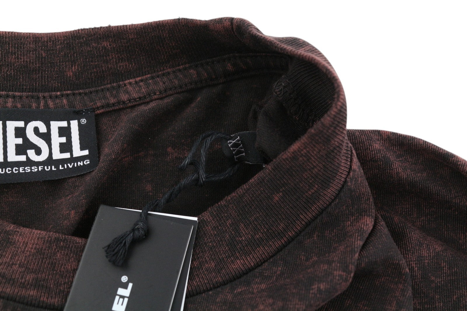 DIESEL T-Glyn Mens T-Shirt 2XL Long Sleeve Acid Wash Effect Crew Neck  RRP€12