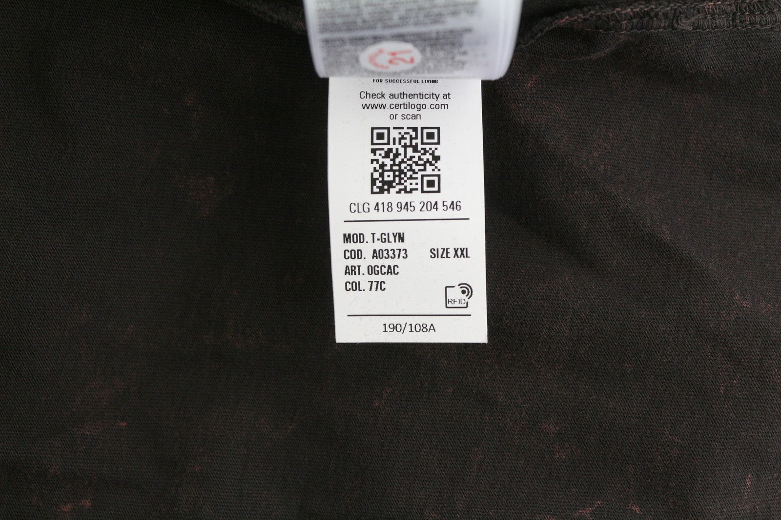 DIESEL T-Glyn Mens T-Shirt 2XL Long Sleeve Acid Wash Effect Crew Neck  RRP€12