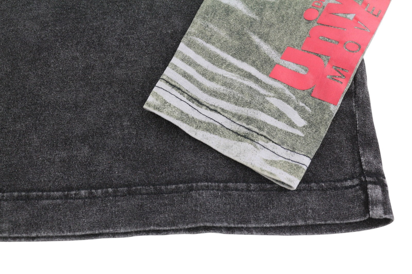 DIESEL T-Schul Mens T-Shirt L Black Washed Effect Crew Tricot Long Sleeve