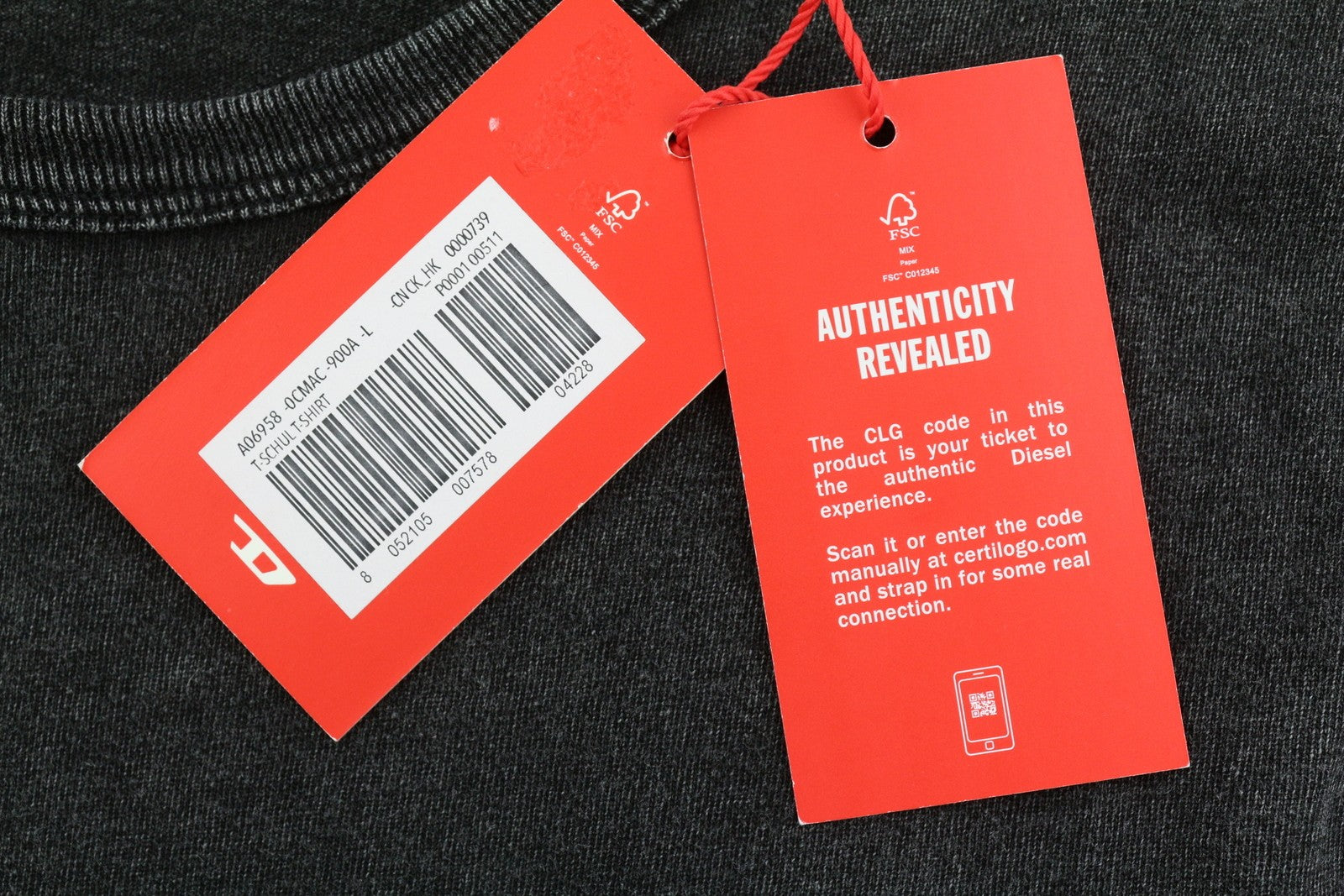 DIESEL T-Schul Mens T-Shirt L Black Washed Effect Crew Tricot Long Sleeve