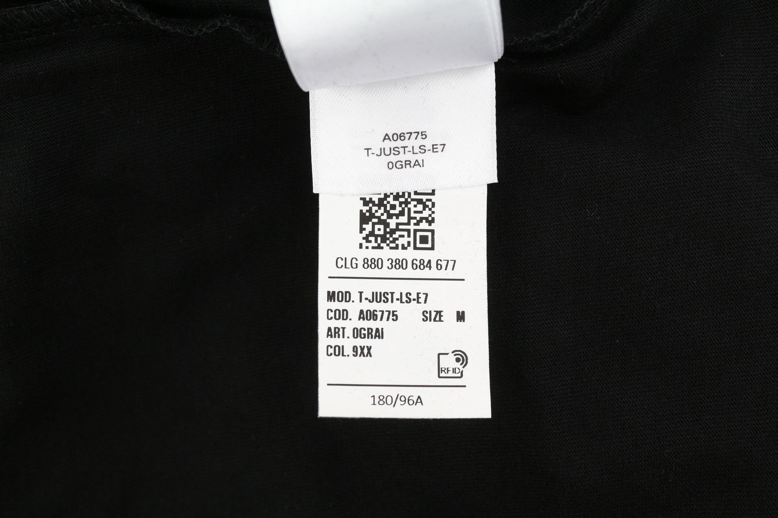 DIESEL T-Just-LS-E7 Mens T-Shirt M Black Long Sleeve Crew Neck  Print Tricot