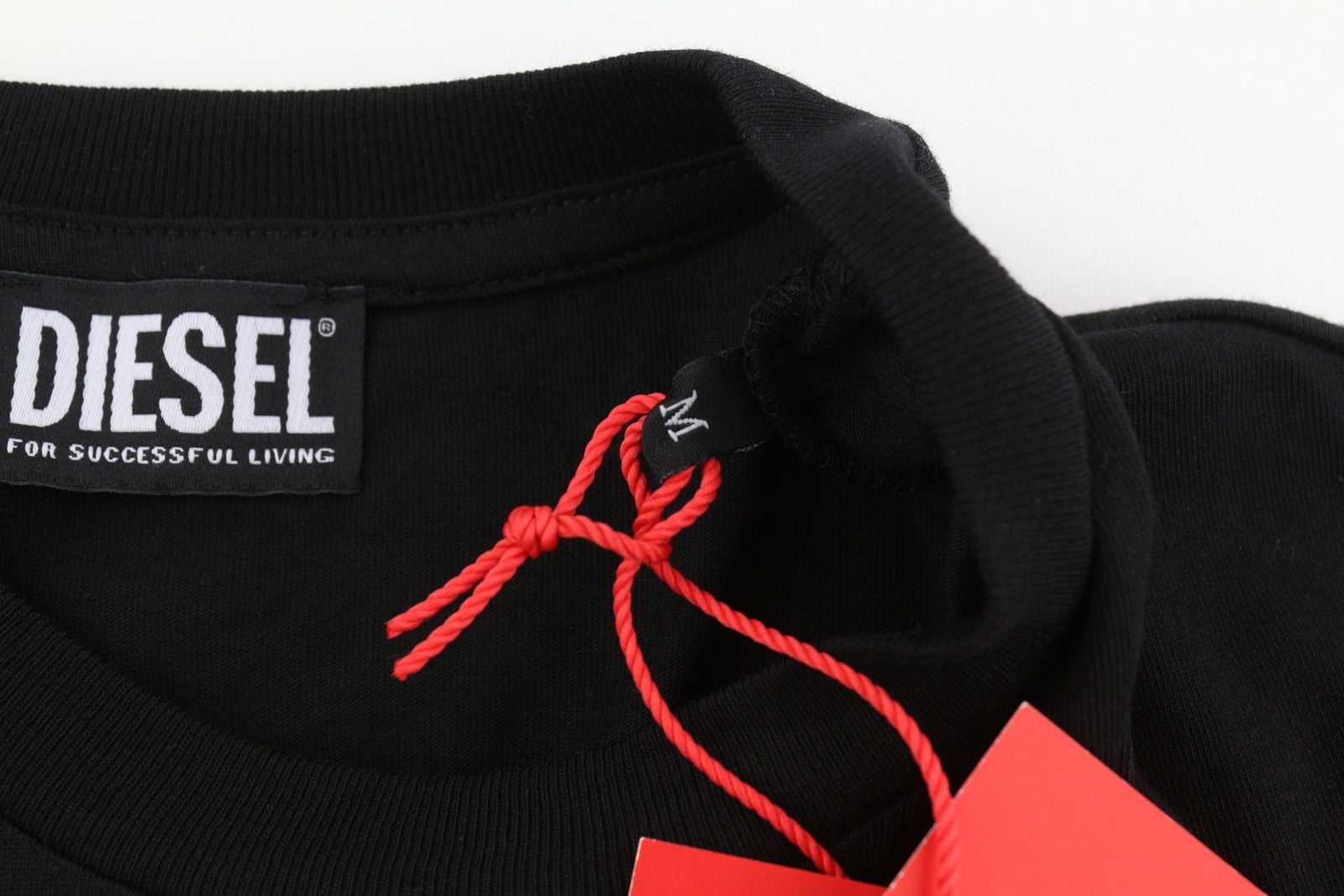 DIESEL T-Just-LS-E7 Mens T-Shirt M Black Long Sleeve Crew Neck  Print Tricot