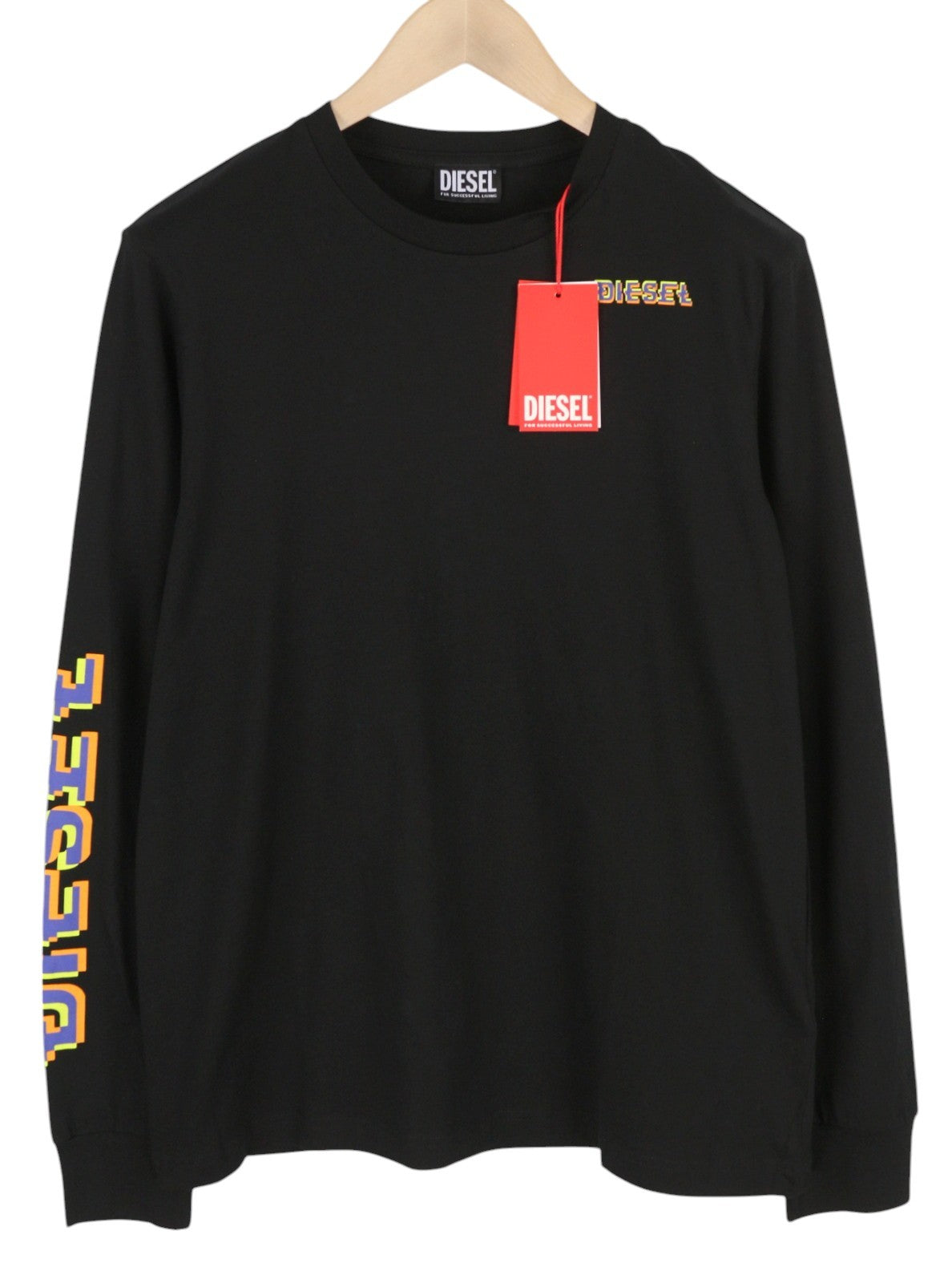 DIESEL T-Just-LS-E7 Mens T-Shirt 2XL Black Long Sleeve Crew Neck  Tricot