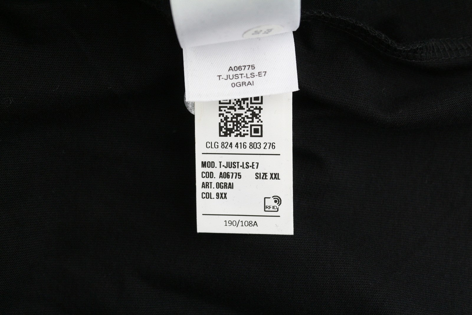 DIESEL T-Just-LS-E7 Mens T-Shirt 2XL Black Long Sleeve Crew Neck  Tricot