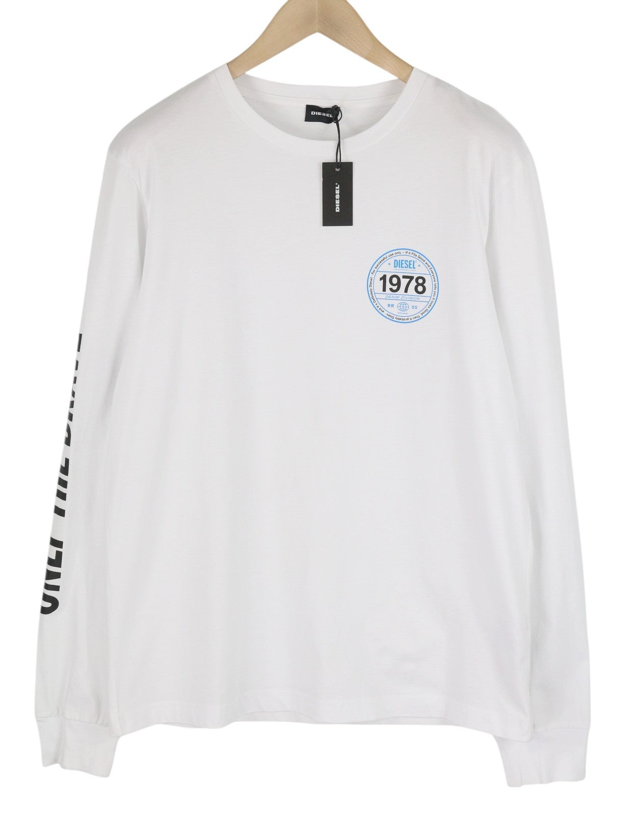 DIESEL T-Diegos-LS-K42 Mens T-Shirt L White Long Sleeve Crew Neck Tricot