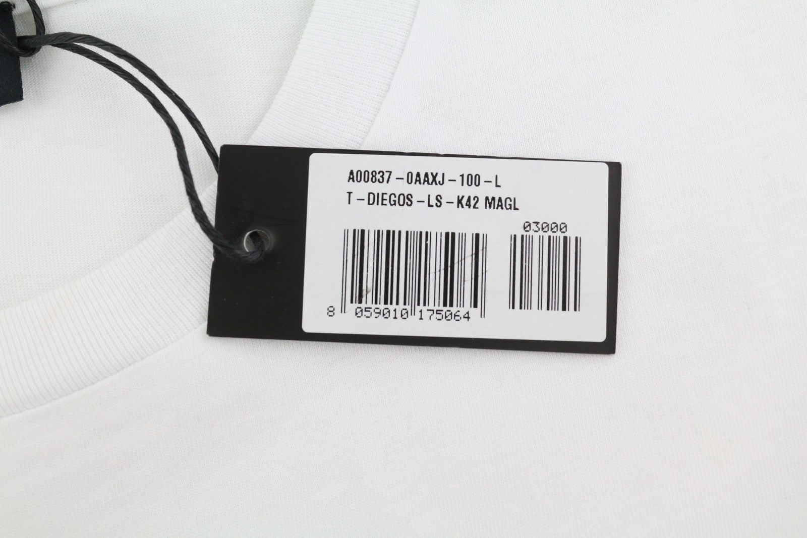 DIESEL T-Diegos-LS-K42 Mens T-Shirt L White Long Sleeve Crew Neck Tricot