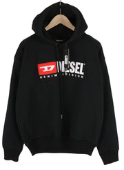 DIESEL S-Division Mens Hoodie S Dark Black Hooded Pullover Front  RRP€140