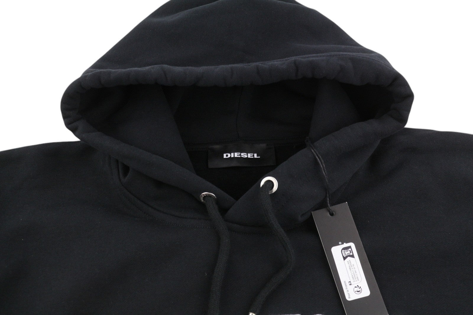 DIESEL S-Division Mens Hoodie S Dark Black Hooded Pullover Front  RRP€140