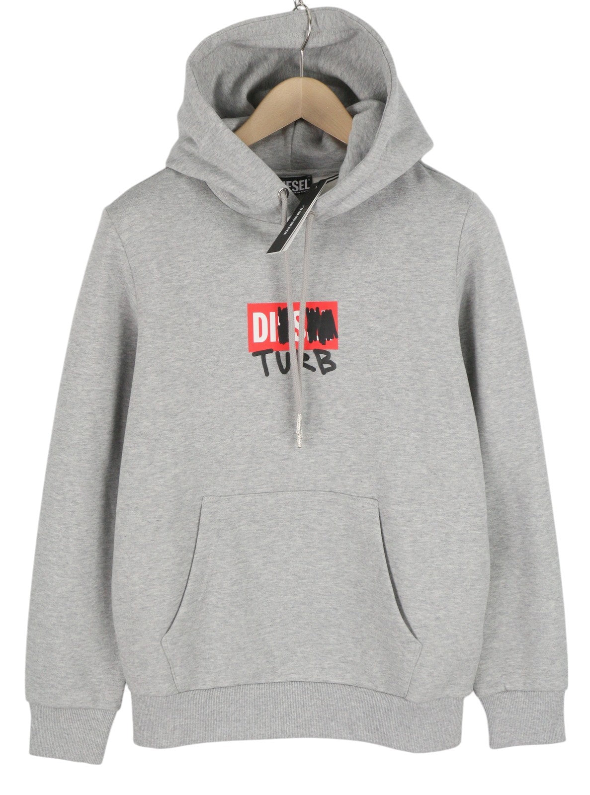 DIESEL S-Girk-Hood-B8 Mens Hoodie S Grey Melange Kangaroo Pocket Hooded RRP130