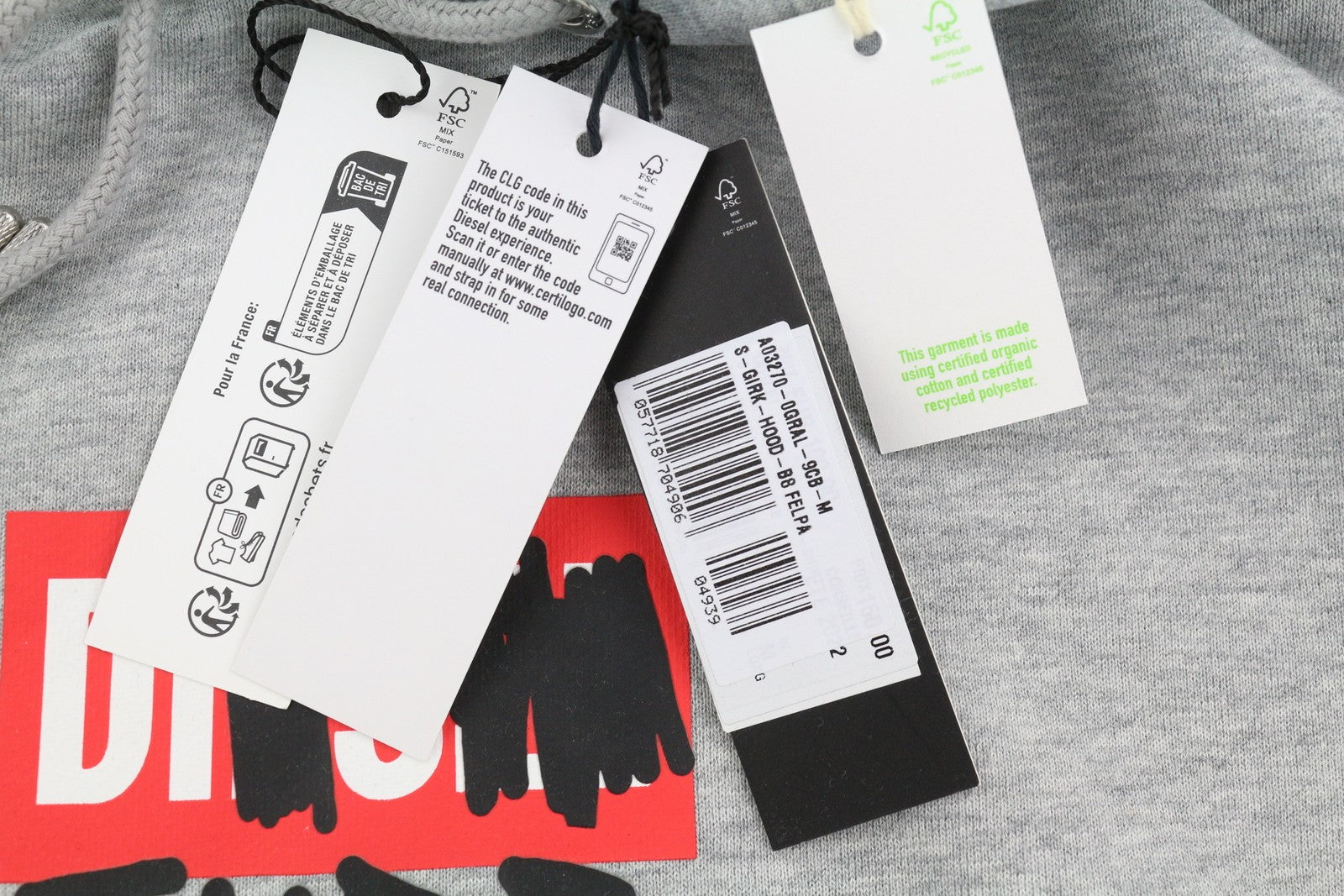 DIESEL S-Girk-Hood-B8 Mens Hoodie M Grey Melange Kangaroo Hooded RRP€130