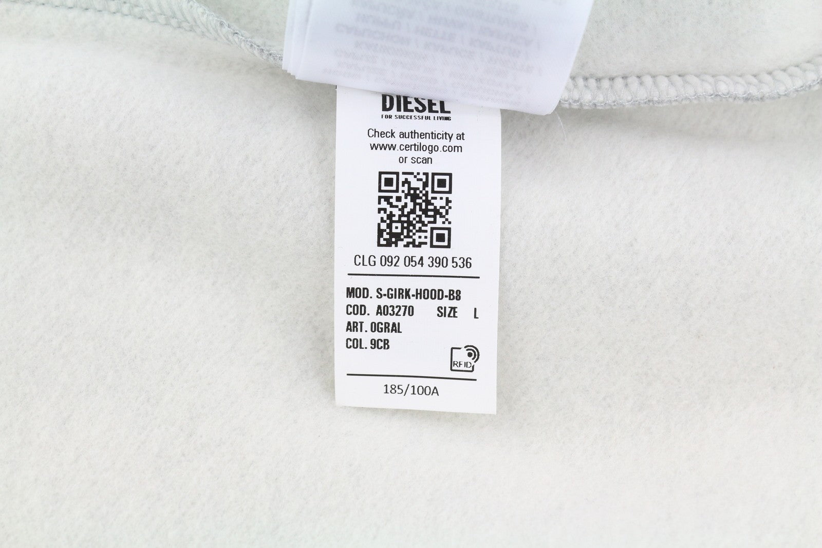 DIESEL S-Girk-Hood-B8 Mens Hoodie L Grey Melange Kangaroo Pocket Hooded RRP€130