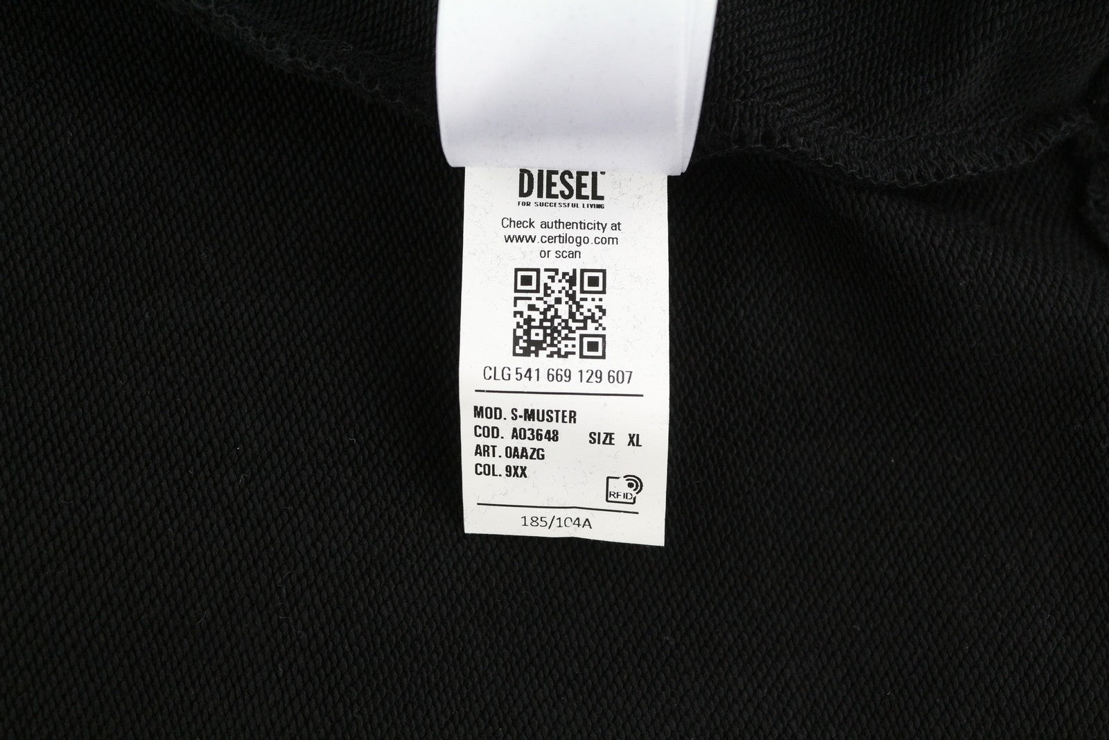 DIESEL S-Muster Mens Hoodie XL Black Pullover Hooded Oversized RRP€150