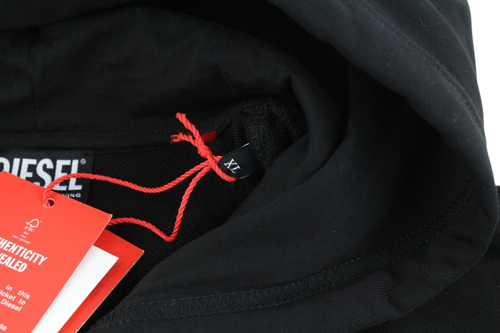 DIESEL S-Muster Mens Hoodie XL Black Pullover Hooded Oversized RRP€150