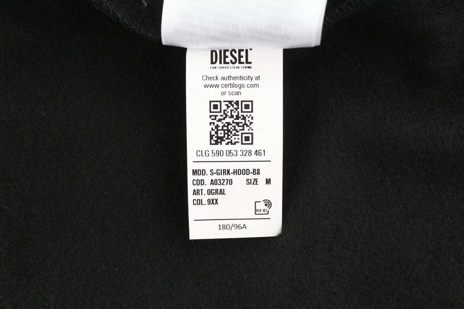 DIESEL S-Girk-Hood-B8 Mens Hoodie M Black Kangaroo Pocket Hooded RRP130