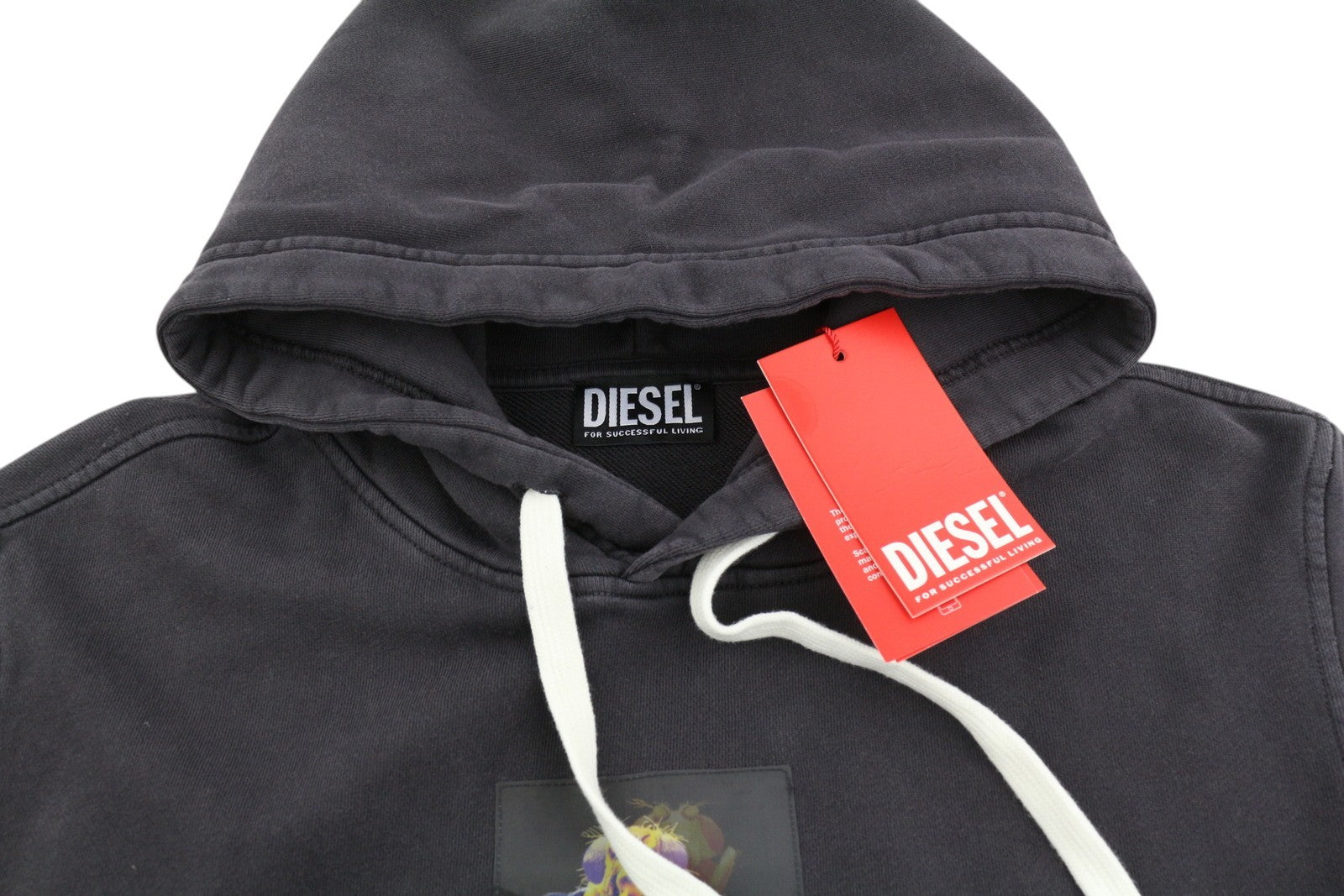 DIESEL S-Ginn-Hood-E2 Mens Hoodie M Washed Black Pullover Kangaroo RRP€195