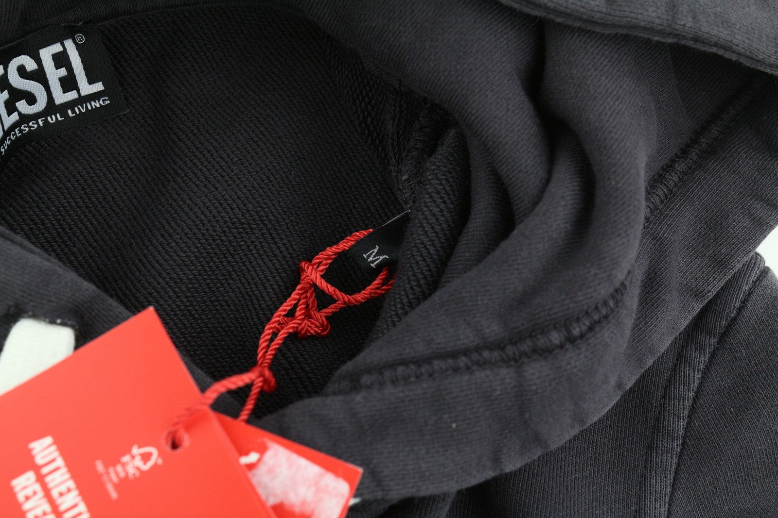 DIESEL S-Ginn-Hood-E2 Mens Hoodie M Washed Black Pullover Kangaroo RRP€195