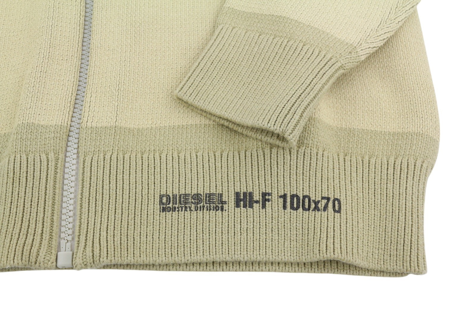 DIESEL K-Onnor Mens Hoodie M Beige Tight Knit Full Zip Long Sleeve RRP€395