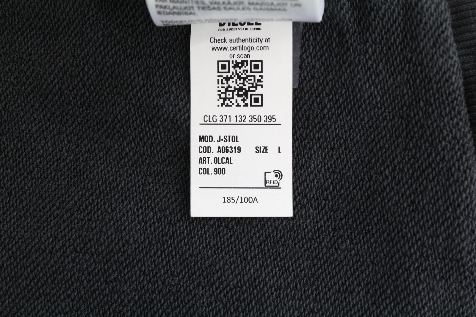 DIESEL J-Stol Mens Jacket L Washed Black Full Zip Patch RRP€275 Padded Bomber