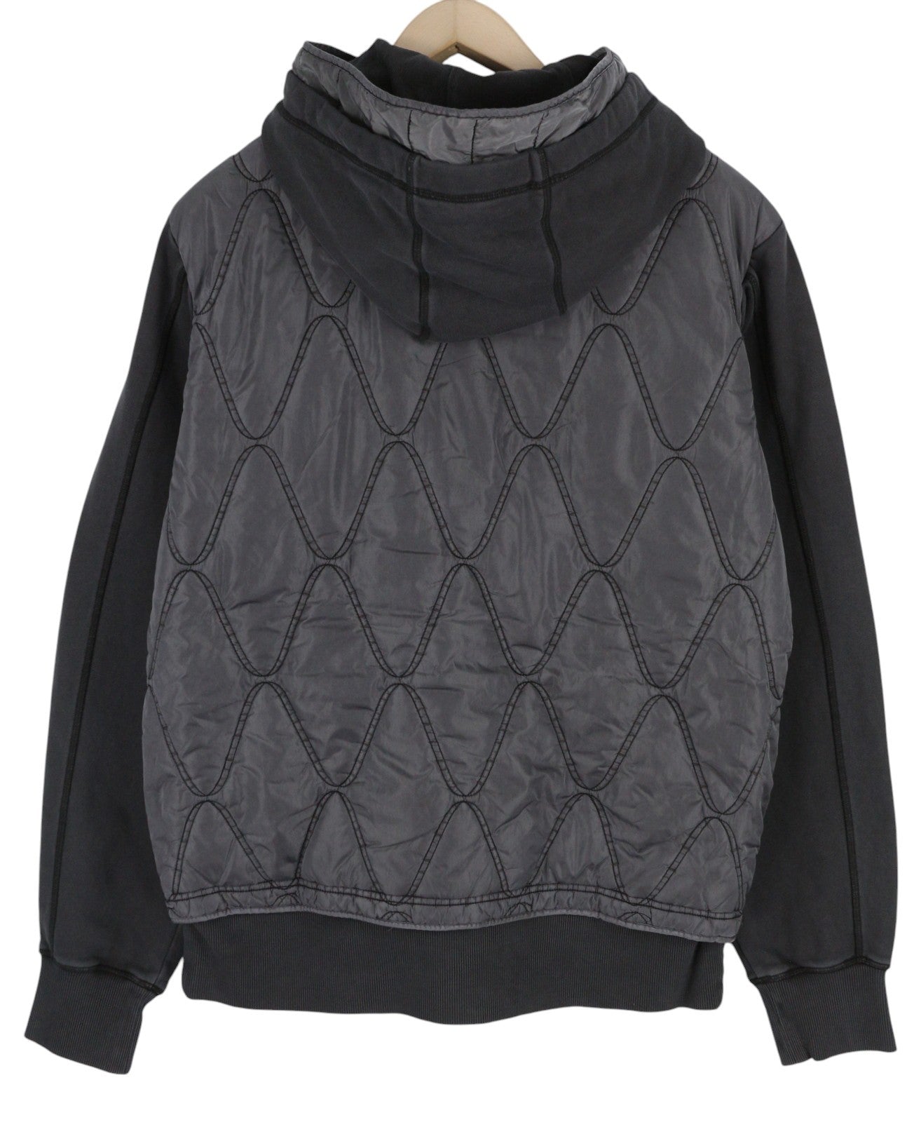 DIESEL J-Stol Mens Jacket L Washed Black Full Zip Patch RRP€275 Padded Bomber