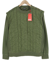 DIESEL S-Holty Mens  L Khaki Pullover Crew Neck Padded Quilted RRP€225