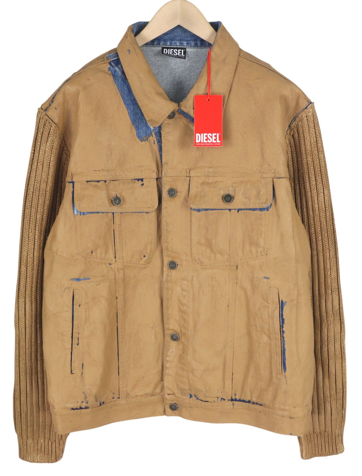 DIESEL K-Layton Mens Jacket 2XL  Trucker Coated Buttoned Neck RRP€450