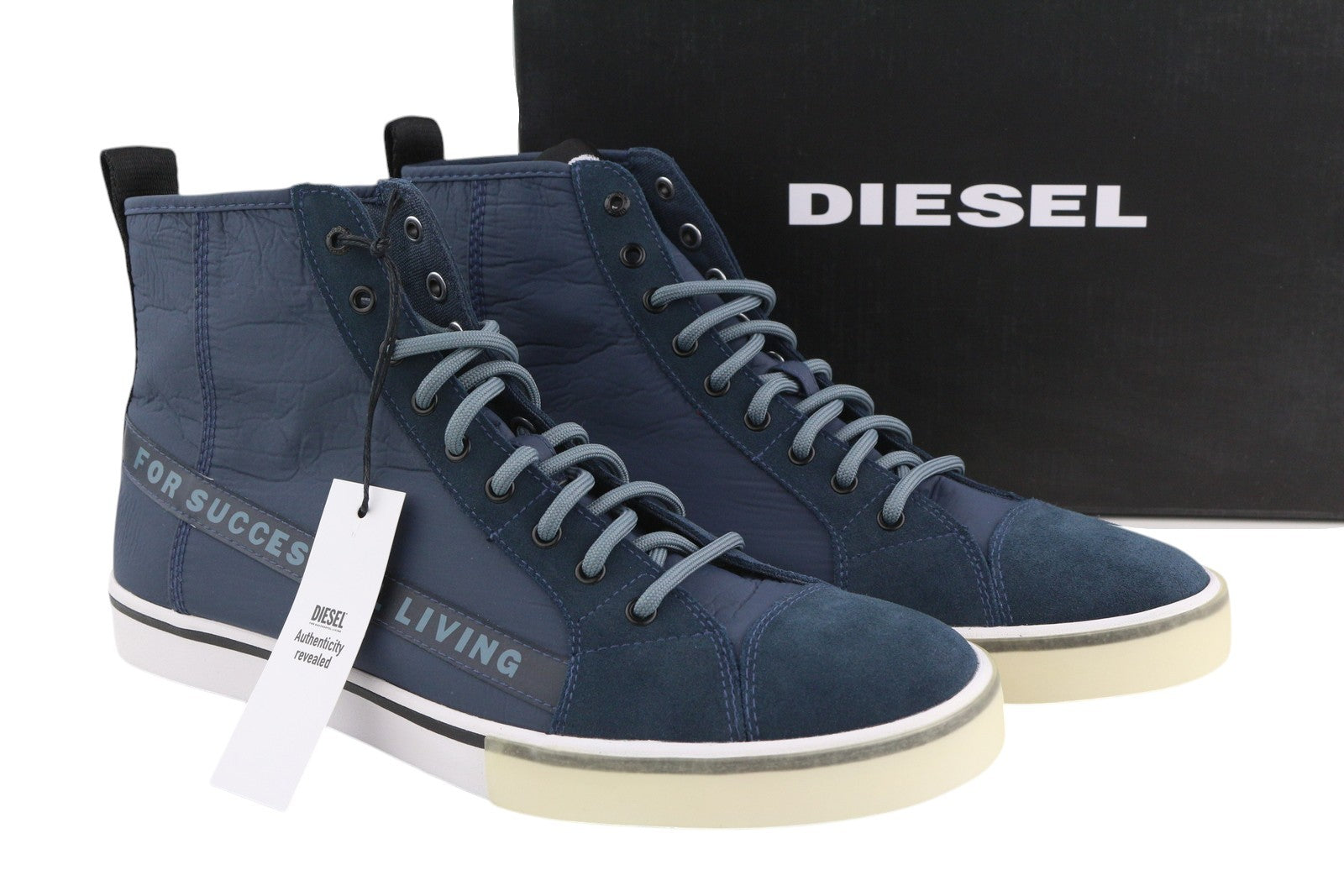 DIESEL S-Dvelows ML Mens Sneakers EU46 Blue Leather High Top Lace Up RRP€185