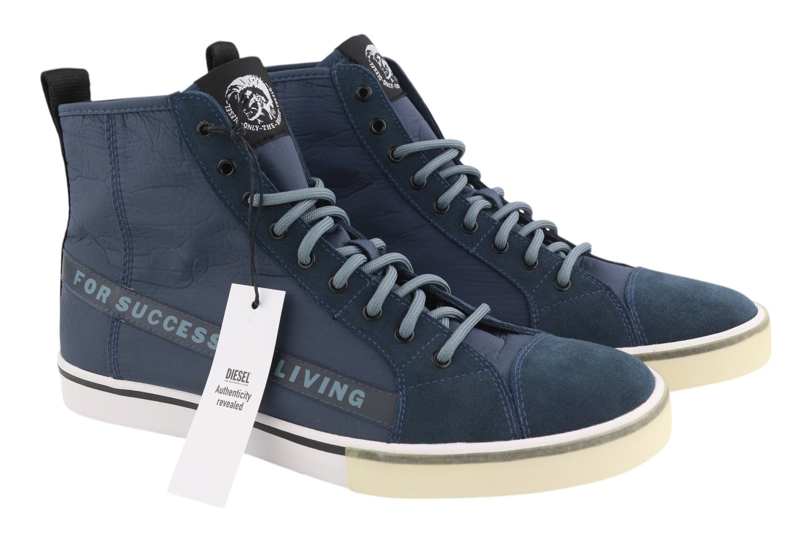 DIESEL S-Dvelows ML Mens Sneakers EU46 Blue Leather High Top Lace Up RRP€185