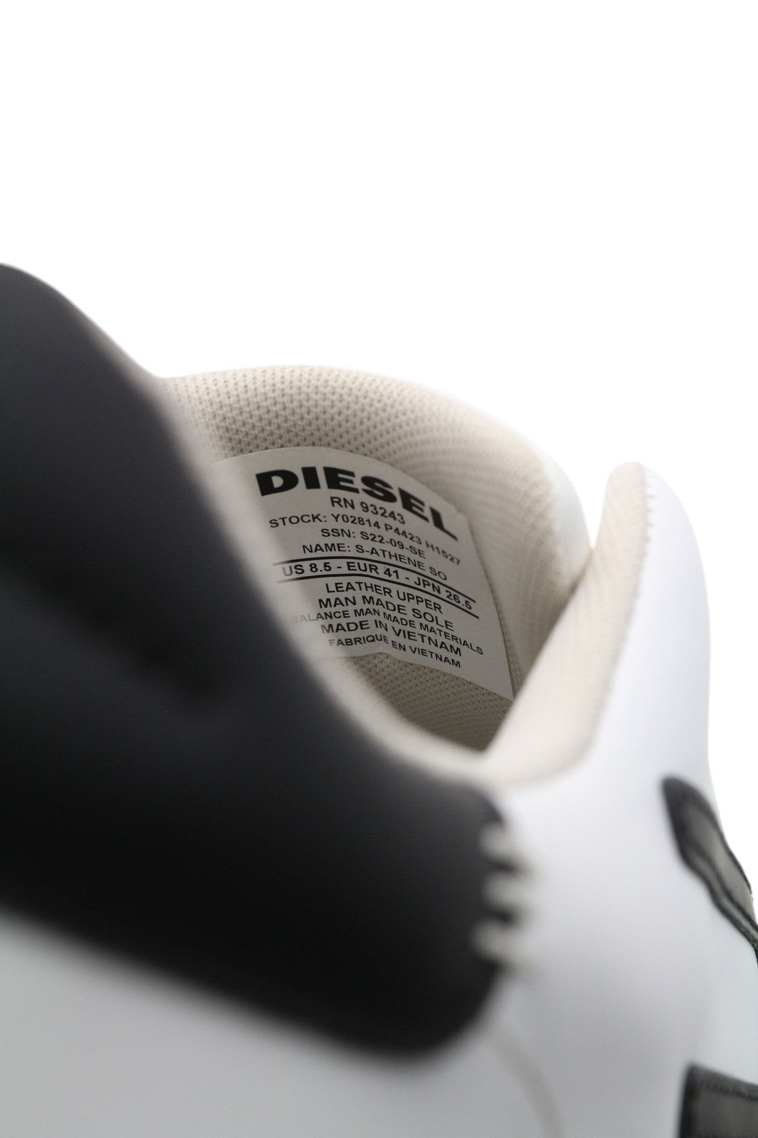 DIESEL S-Athene So Mens Sneakers EU41 White Low Top Almond Toe Leather RRP€135