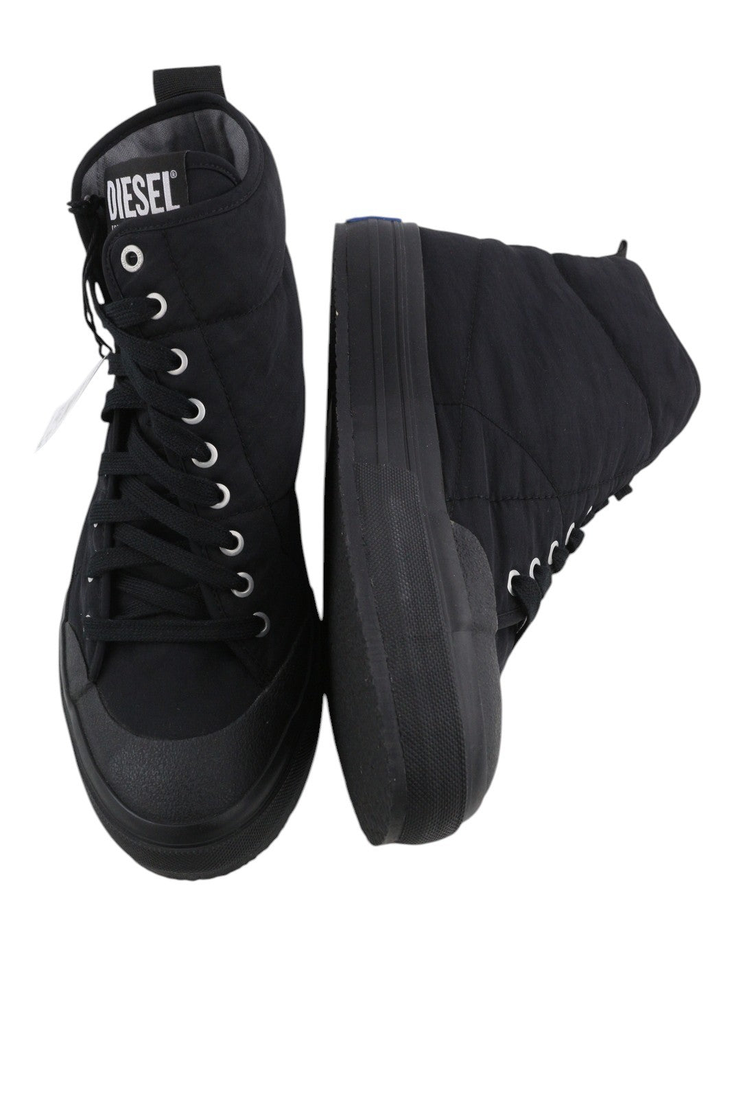 DIESEL S-Muji Mc Mens Sneakers EU44.5 Black High Top Lace Up Almond Toe RRP€180