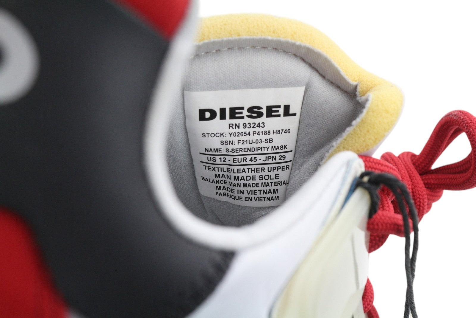 DIESEL S-Serendipity Mask Mens Sneakers EU45 Light Leather Almond Toe RRP€150