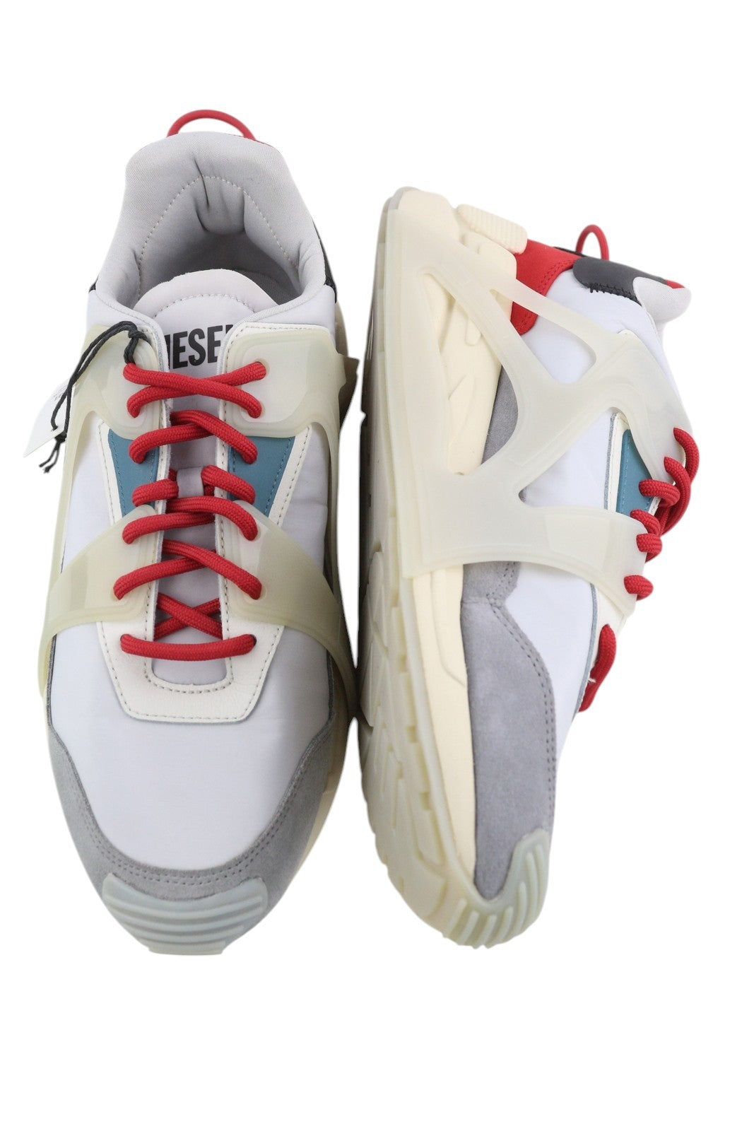 DIESEL S-Serendipity Mask Mens Sneakers EU45 Light Leather Almond Toe RRP€150