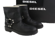 DIESEL D-Throuper Ab Womens Boots EU39 Black Leather Silver Tone RRP€280