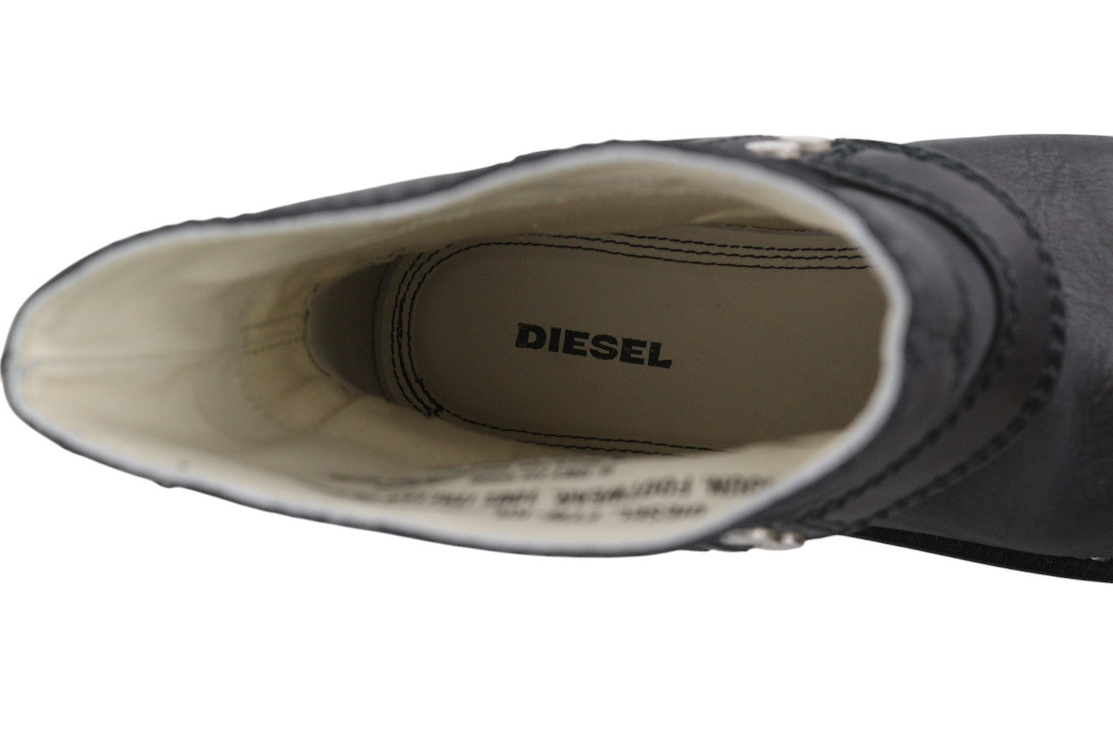 DIESEL D-Throuper Ab Womens Boots EU39 Black Leather Silver Tone RRP€280