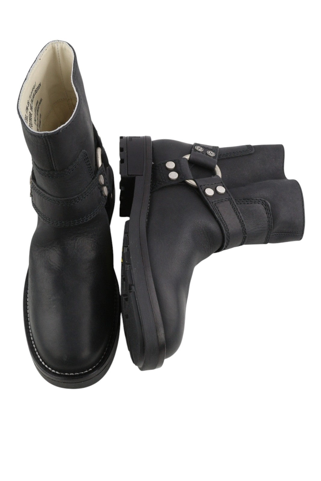 DIESEL D-Throuper Ab Womens Boots EU39 Black Leather Silver Tone RRP€280