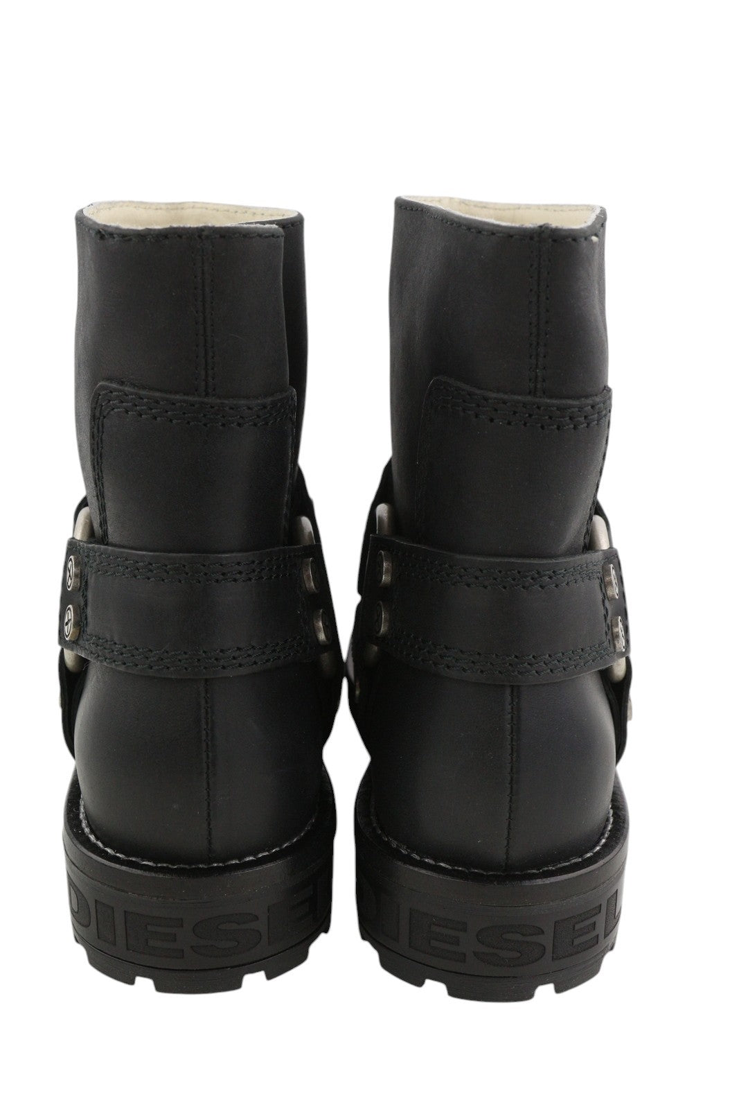 DIESEL D-Throuper Ab Womens Boots EU39 Black Leather Silver Tone RRP€280