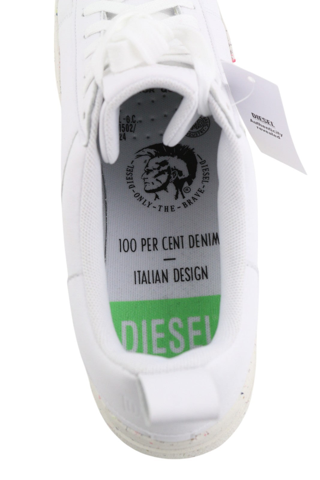 DIESEL S-Clever Low Lace Mens Sneakers EU45 White Leather Almond Toe RRP€140