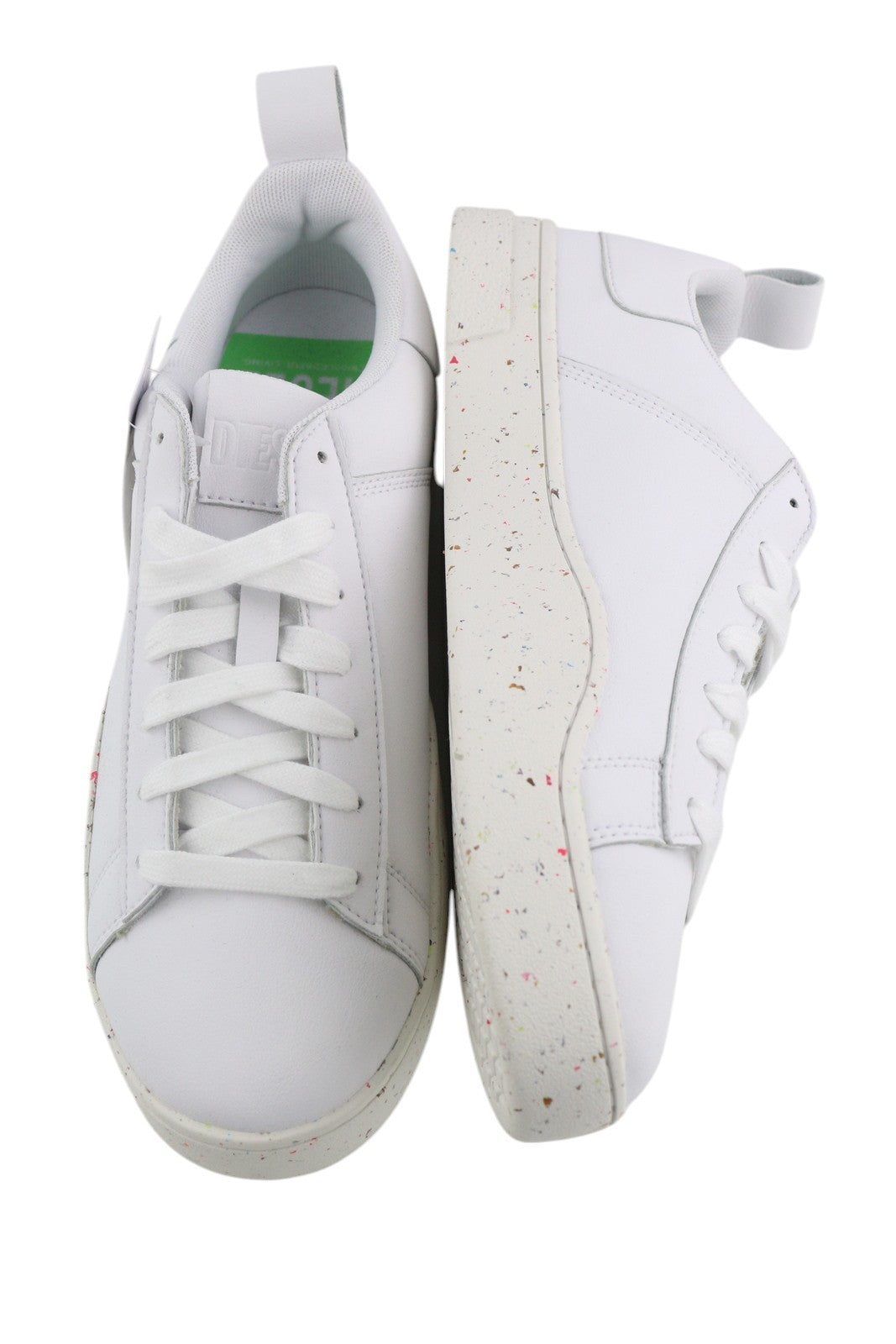 DIESEL S-Clever Low Lace Mens Sneakers EU45 White Leather Almond Toe RRP€140