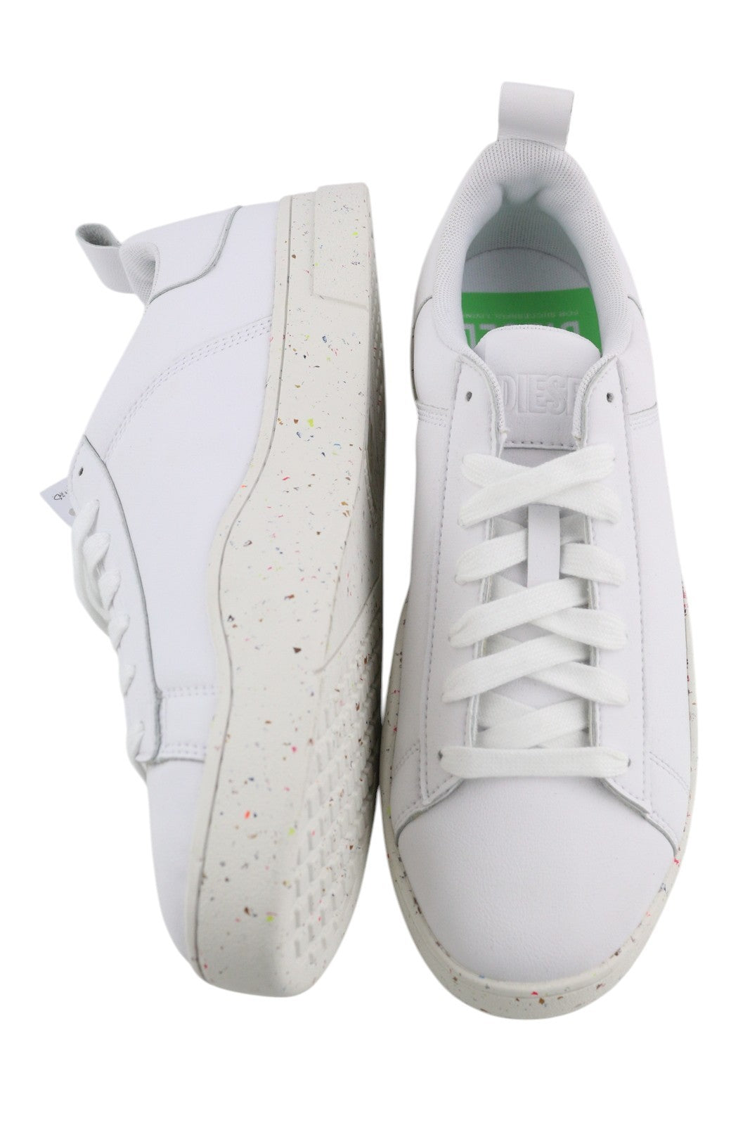 DIESEL S-Clever Low Lace Mens Sneakers EU45 White Leather Almond Toe RRP€140